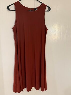 Anne Klein Sleeveless Mini Dress in Rust Brown